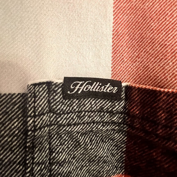 Hollister Men XL Burnt Orange White Black Plaid Thick Soft Flannel Button Shirt - Picture 14 of 14